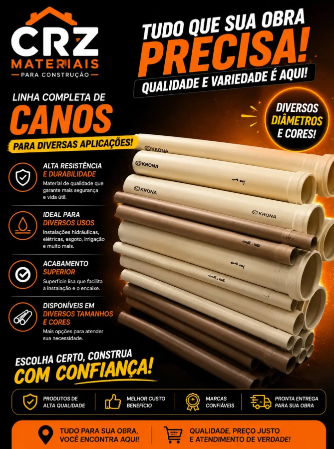 Canos para várias aplicações